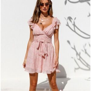 One and Only Pink Ruffle Mini Dress | M